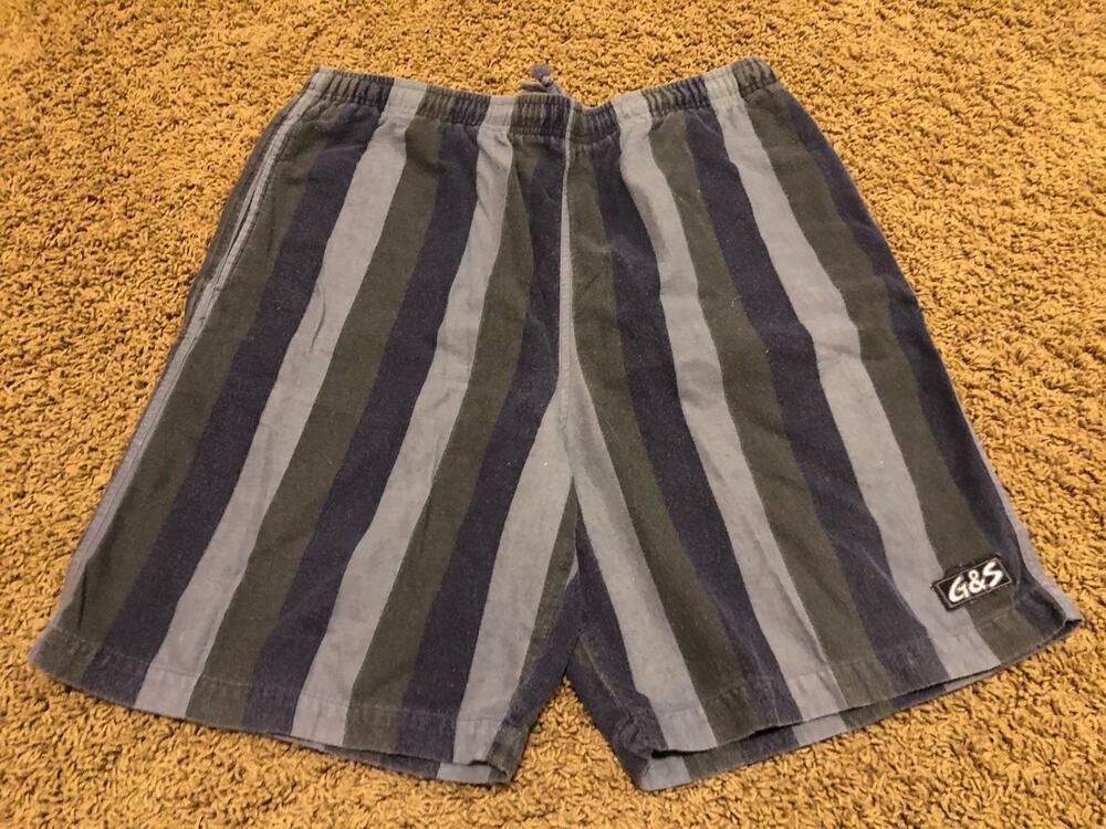 Gordon & Smith black/gray stripped men's 100% cotton shorts men's size small